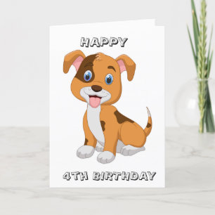 PUPPY WISHES ON *4th BIRTHDAY* CARD
