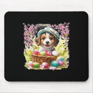 Puppy With A Bysket Full Of Easter Eggs; Happy Eas Mouse Mat
