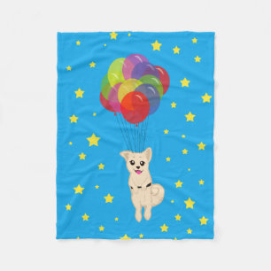 Puppy with Balloons Fleece Blanket