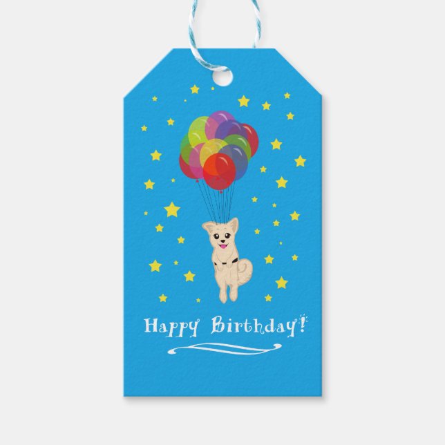 Puppy with Balloons Gift Tags (Front)