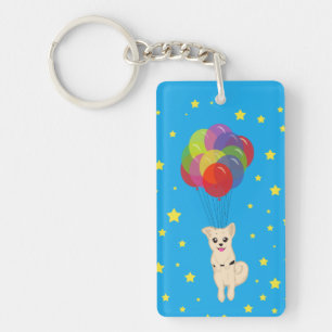 Puppy with Balloons Key Ring