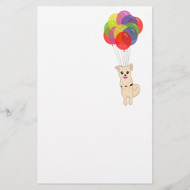 Puppy with Balloons Stationery (Front)