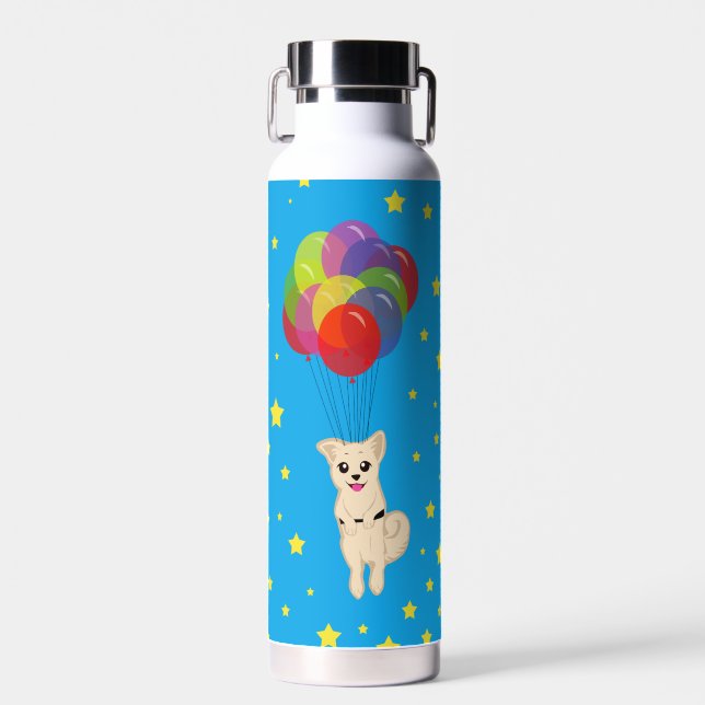 Puppy with Balloons Water Bottle (Front)