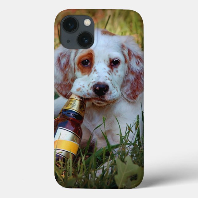 Puppy With Beer Bottle Case-Mate iPhone Case (Back)