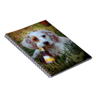 Puppy With Beer Bottle Notebook