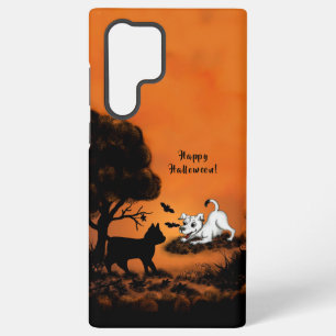 Puppy with Black Cat and Bat , Happy Halloween! Samsung Galaxy Case