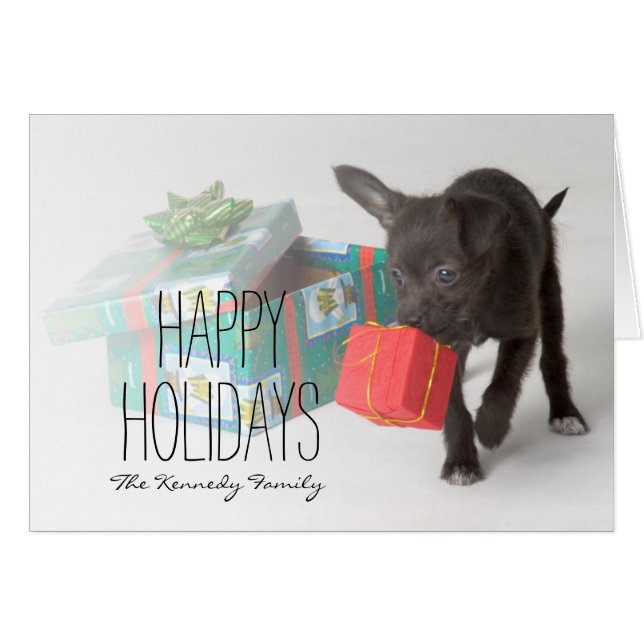 Puppy with Christmas gifts (Front Horizontal)