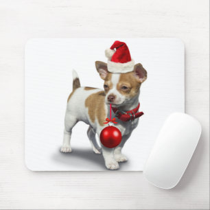 Puppy with christmas hat and Ball Mouse Mat