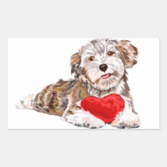 Puppy with Heart Gift Sticker Love (Front)