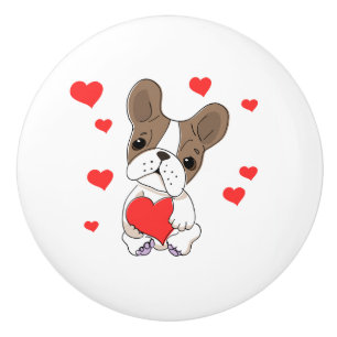 Puppy With Heart in Paw Ceramic Knob