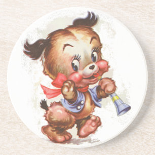 puppy with horn coaster