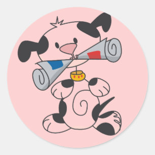 Puppy With Newspaper T-shirts and Gifts Classic Round Sticker
