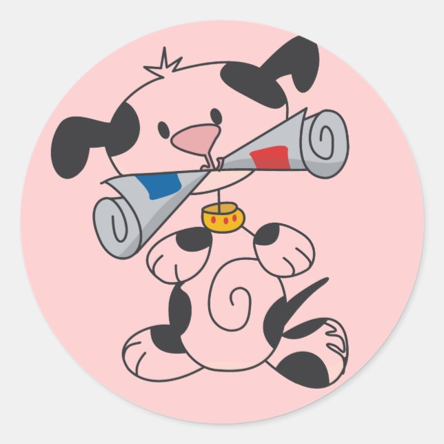 Puppy With Newspaper T-shirts and Gifts Classic Round Sticker (Front)
