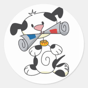 Puppy With Newspaper T-shirts and Gifts Classic Round Sticker
