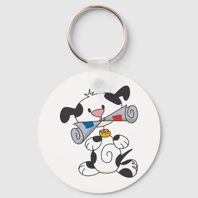 Puppy With Newspaper T-shirts and Gifts Key Ring (Front)