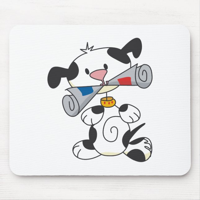 Puppy With Newspaper T-shirts and Gifts Mouse Mat (Front)