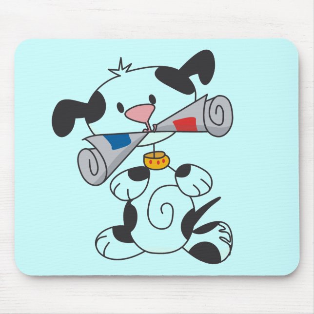 Puppy With Newspaper T-shirts and Gifts Mouse Mat (Front)