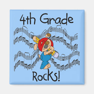 Puppy With Pencil 4th  Grade Rocks Magnet