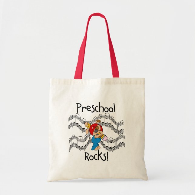 Puppy With Pencil Preschool Rocks Tote Bag (Front)