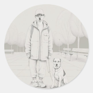 PuppyMan Classic Round Stickers