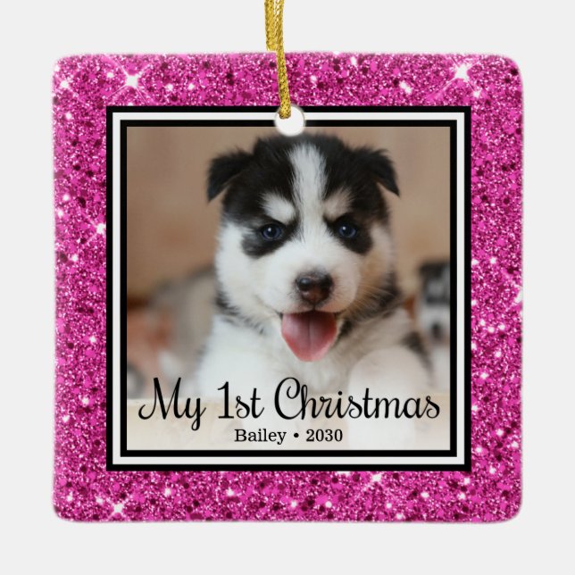 Puppy's 1st Christmas Ceramic Ornament (Front)