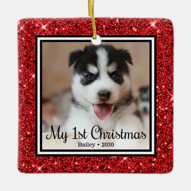 Puppy's 1st Christmas Ceramic Ornament (Front)
