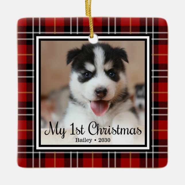 Puppy's 1st Christmas Ceramic Ornament (Front)