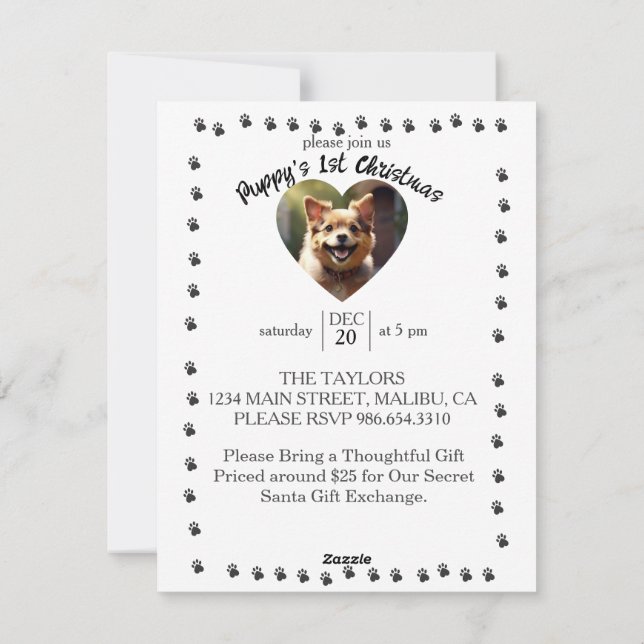 Puppy's 1st Christmas Holiday Card (Back)