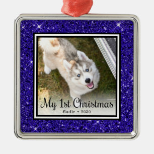 Puppy's 1st Christmas Photo Metal Tree Decoration