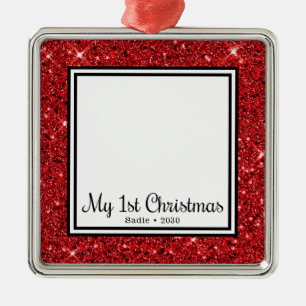 Puppy's 1st Christmas Photo Metal Tree Decoration