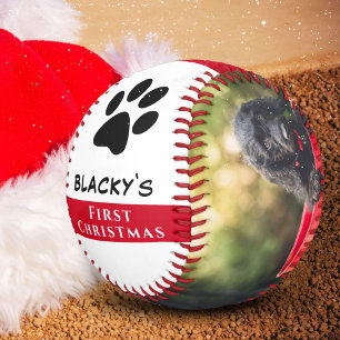 Puppy's First Christmas Dog Paw Photo Collage Baseball