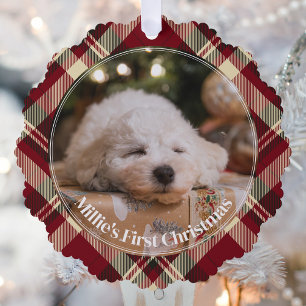 Puppy's First Christmas Double Sided Photo Tree Decoration Card