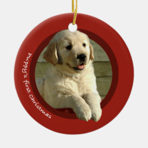 Puppy's First Christmas (Golden Retriever) Ceramic Tree Decoration