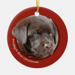 Puppy's First Christmas (Labrador Retriever) Ceramic Tree Decoration