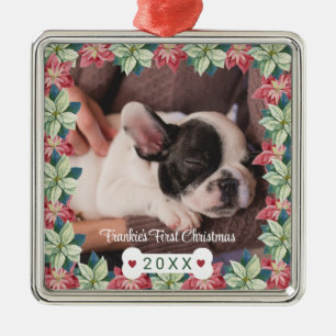 Puppy's First Christmas Photo Metal Tree Decoration
