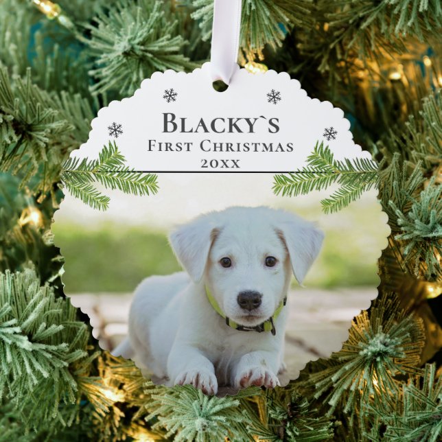 Puppy's First Christmas Photo Tree Decoration Card (Insitu (Tree))