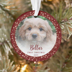 Puppy's First Christmas Red Ornament