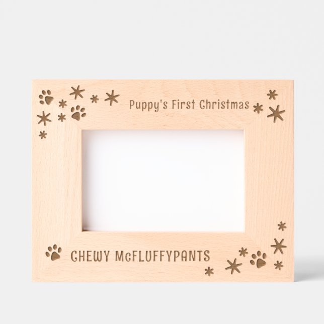 Puppy's First Christmas with Name Etched Frames (Front)