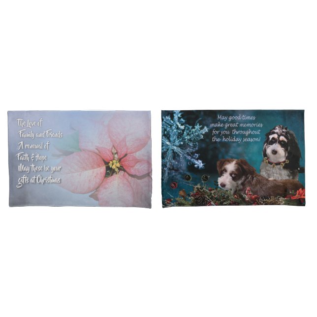 pups and flowers reversible pillow cases (Front-Set)