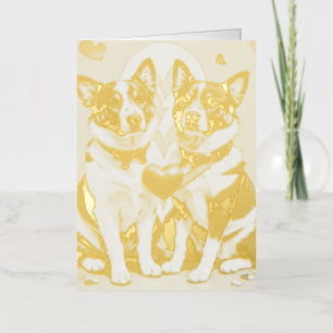 Pups in love foil greeting card