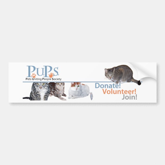 PUPs Logo Merchandise with Cats Bumper Sticker (Front)