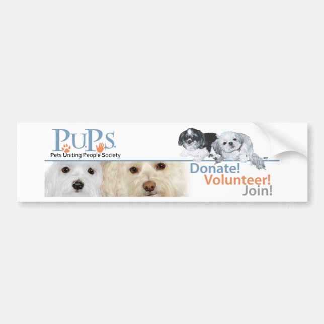 PUPs Logo Merchandise with Shih Tzu Bumper Sticker (Front)