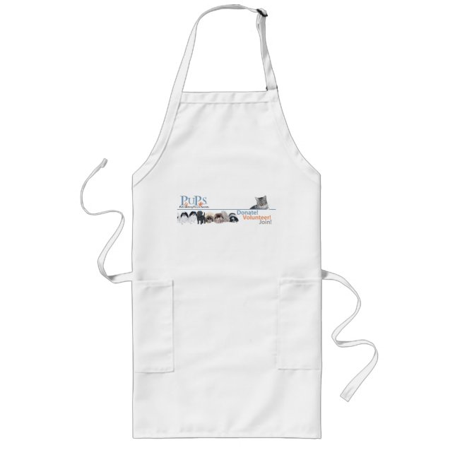 PUPs Logo Merchandise with Tabby Cat Long Apron (Front)