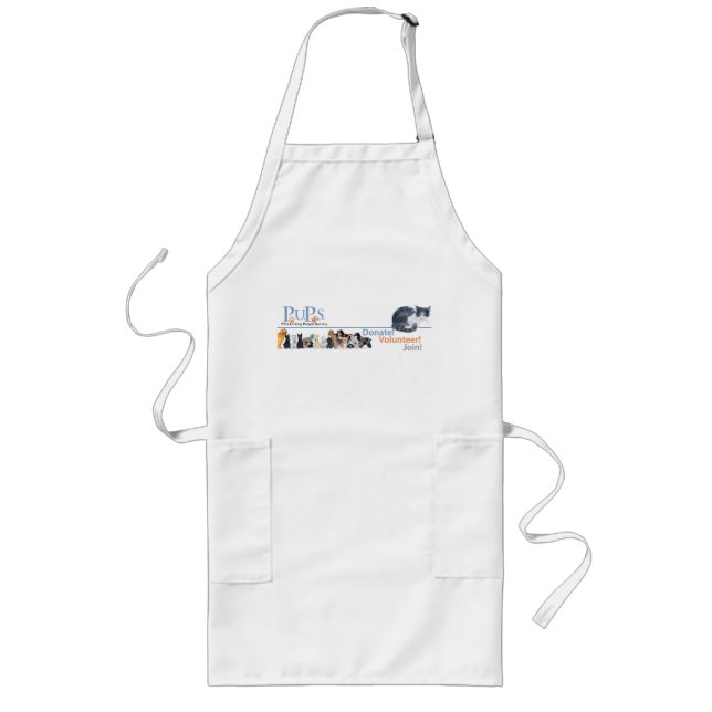 PUPs Logo Merchandise with Tuxedo Cat Long Apron (Front)