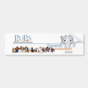 PUPs Logo Merchandise with Westie Pups Bumper Sticker