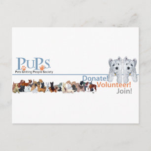 PUPs Logo Merchandise with Westie Pups Postcard