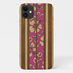 Pupukea Vintage Hawaiian Faux Wood Surfboard iPhone 11 Case