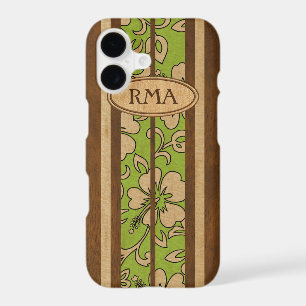 Pupukea Vintage Hawaiian Monogram Faux Wood Surf