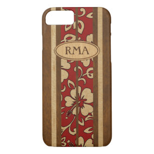 Pupukea Vintage Hawaiian Monogram Faux Wood Surf iPhone 8/7 Case