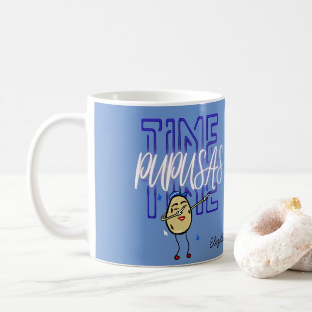 Pupusas Time Cartoon Dabbing El Salvador Foodie Coffee Mug (With Donut)